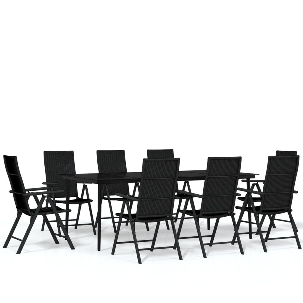 vidaXL Set mobilier de grădină, 9 piese, negru vidaXL Set mobilier de grădină, 9 piese, negru