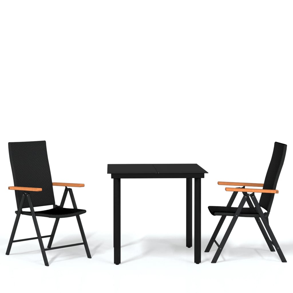 vidaXL Set mobilier de grădină, 3 piese, negru vidaXL Set mobilier de grădină, 3 piese, negru
