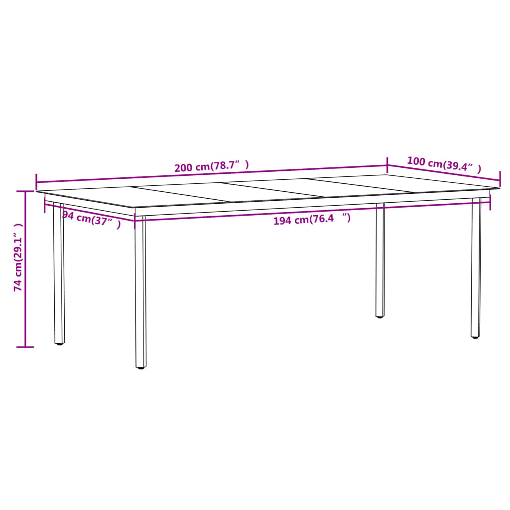 vidaXL Set mobilier de grădină, 9 piese, negru