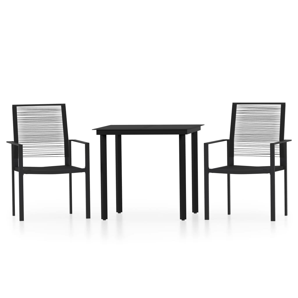 vidaXL Set mobilier de grădină, 3 piese, negru