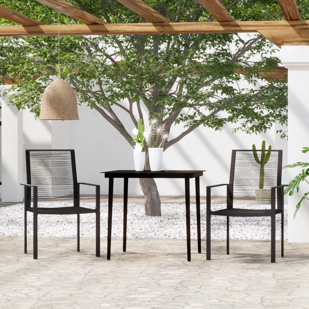 vidaXL Set mobilier de grădină, 3 piese, negru vidaXL Set mobilier de grădină, 3 piese, negru