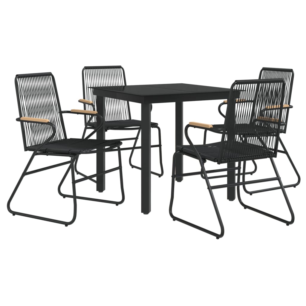 vidaXL Set mobilier de grădină, 5 piese, negru, ratan PVC
