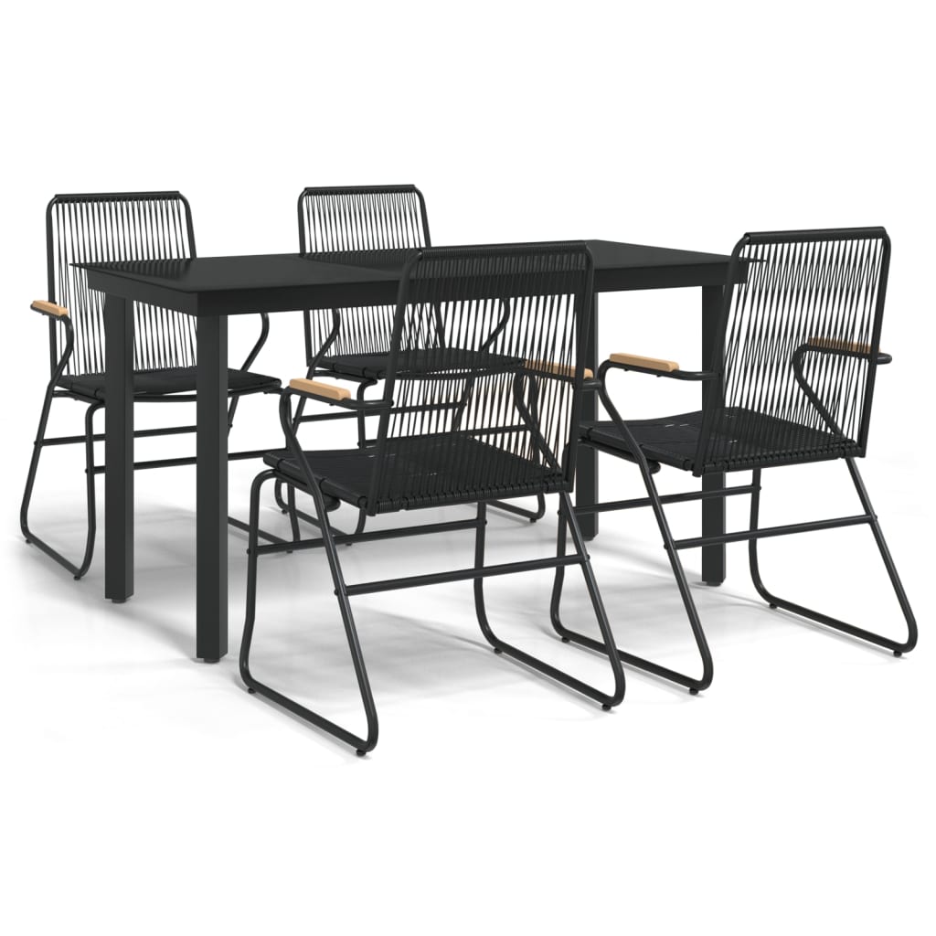 vidaXL Set mobilier de grădină, 5 piese, negru, ratan PVC