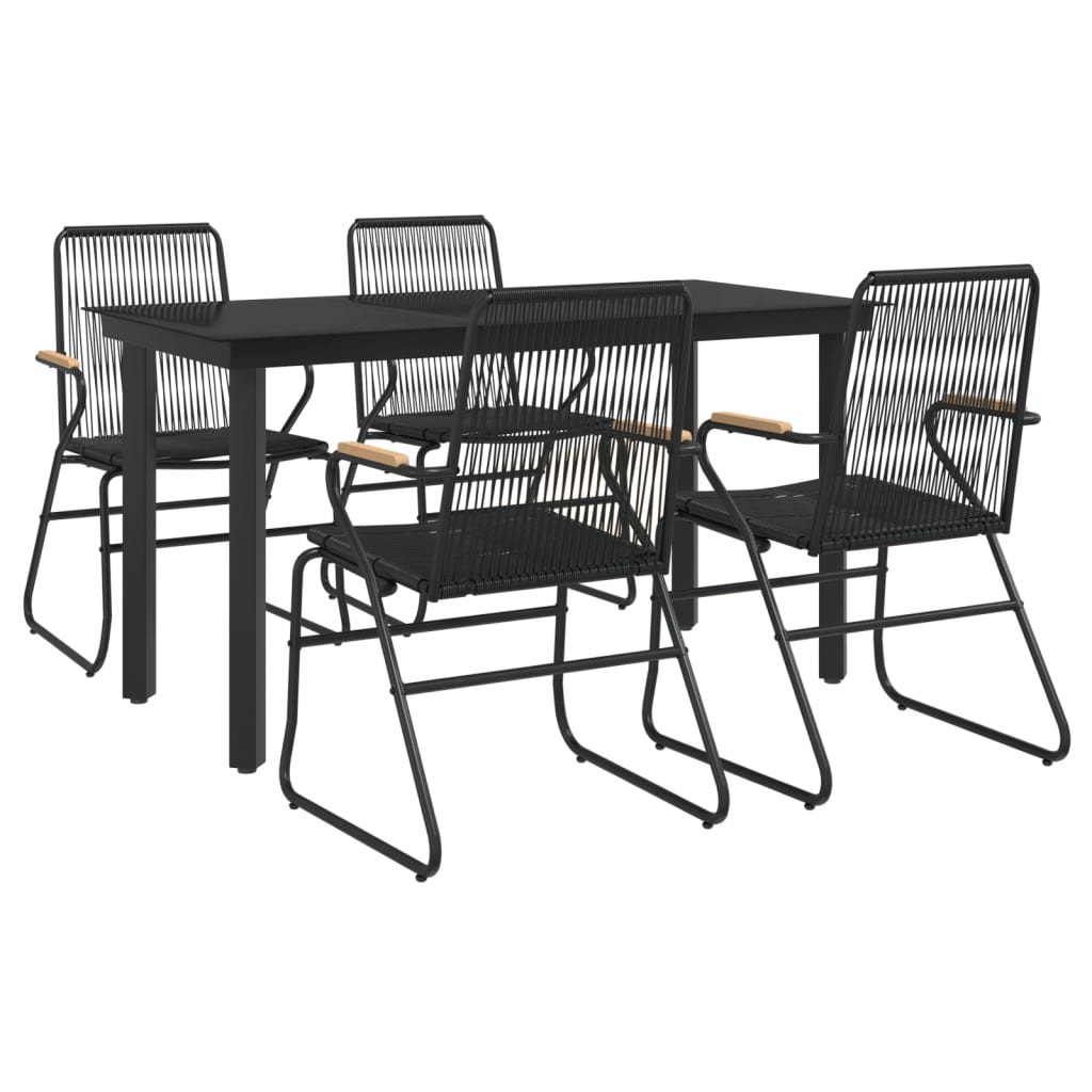 vidaXL Set mobilier de grădină, 5 piese, negru, ratan PVC