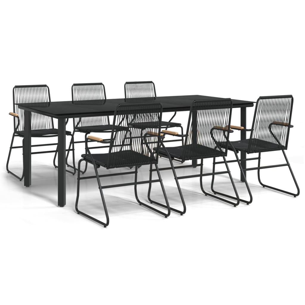 vidaXL Set mobilier de grădină, 7 piese, negru, ratan PVC