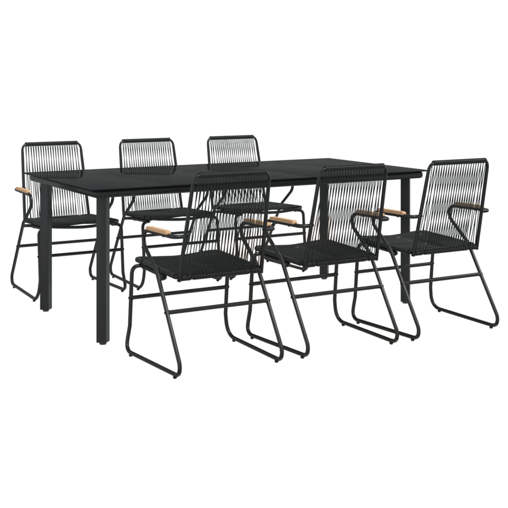 vidaXL Set mobilier de grădină, 7 piese, negru, ratan PVC