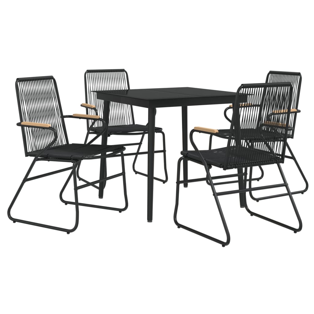 vidaXL Set mobilier de grădină, 5 piese, negru, ratan PVC