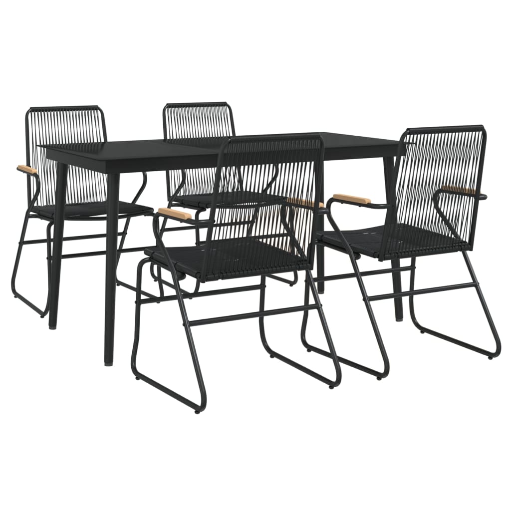 vidaXL Set mobilier de grădină, 5 piese, negru, ratan PVC