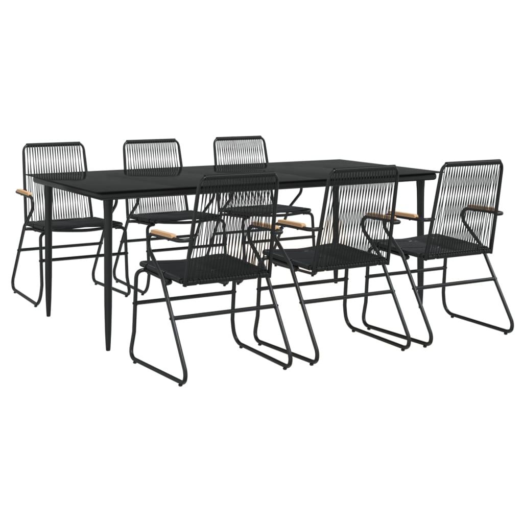 vidaXL Set mobilier de grădină, 7 piese, negru, ratan PVC