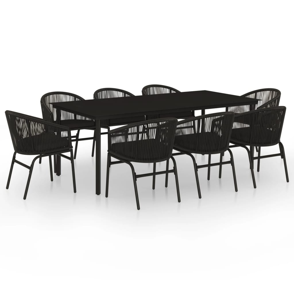 vidaXL Set mobilier de grădină, 9 piese, negru