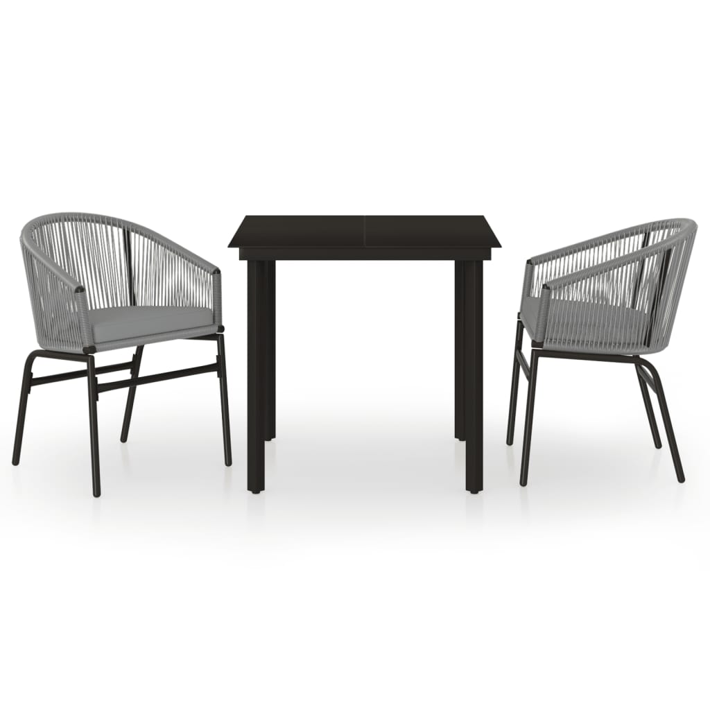vidaXL Set mobilier de grădină, 3 piese, gri