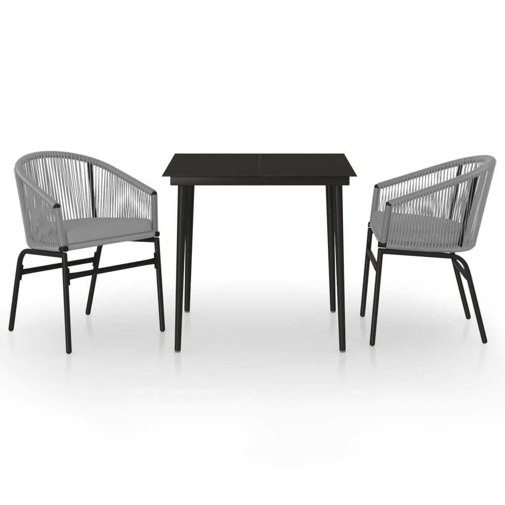 vidaXL Set mobilier de grădină, 3 piese, gri