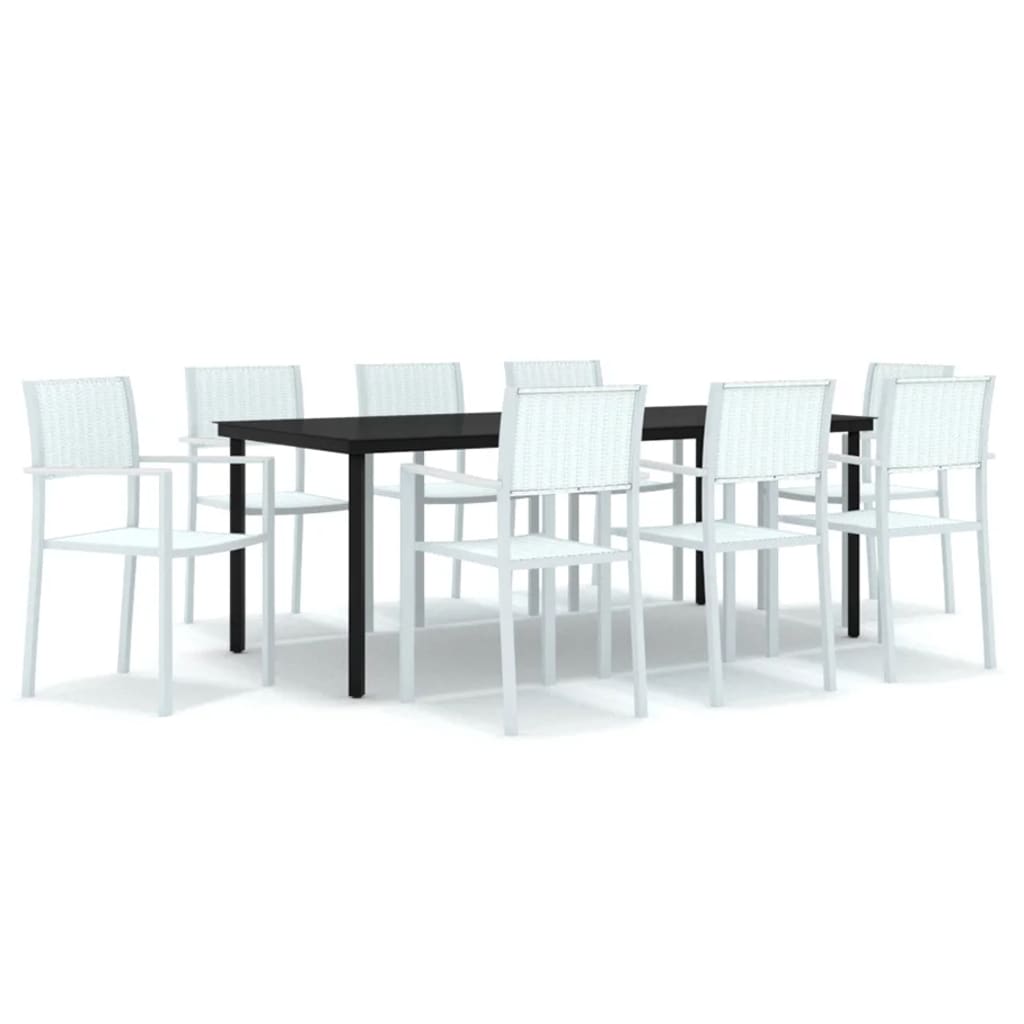 vidaXL Set mobilier pentru grădină, alb, 9 piese vidaXL Set mobilier pentru grădină, alb, 9 piese