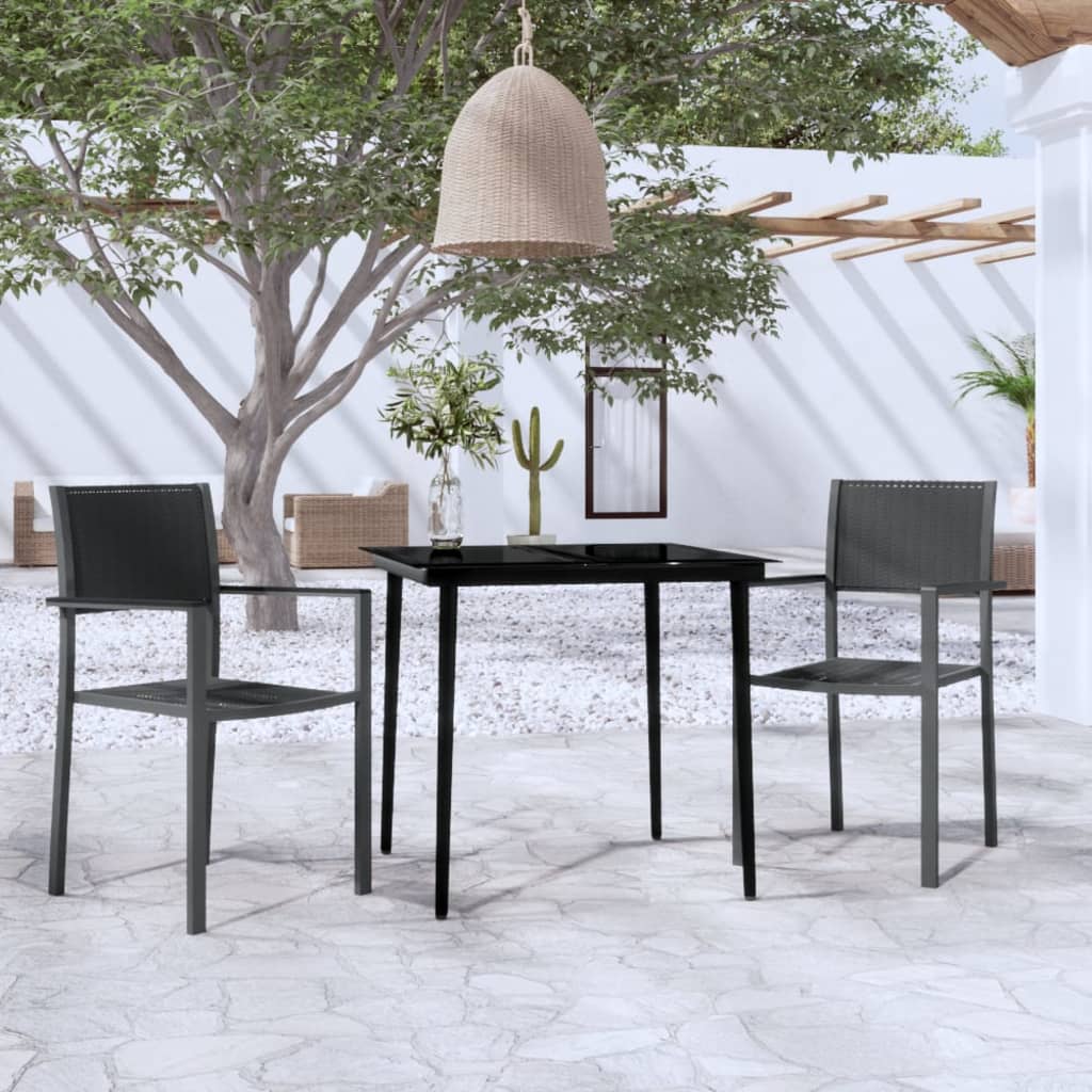 vidaXL Set mobilier de grădină, 3 piese, negru vidaXL Set mobilier de grădină, 3 piese, negru