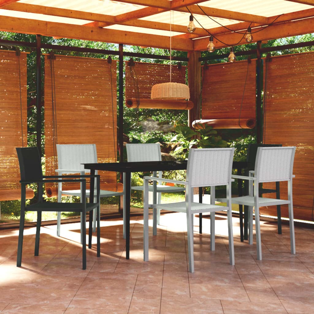 vidaXL Set mobilier pentru grădină, alb și negru, 7 piese vidaXL Set mobilier pentru grădină, alb și negru, 7 piese