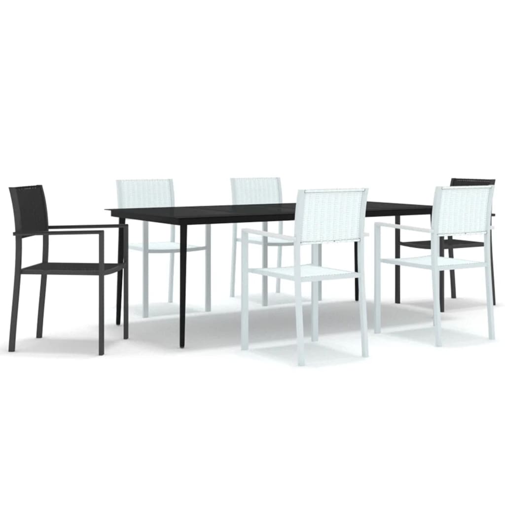 vidaXL Set mobilier pentru grădină, alb și negru, 7 piese vidaXL Set mobilier pentru grădină, alb și negru, 7 piese