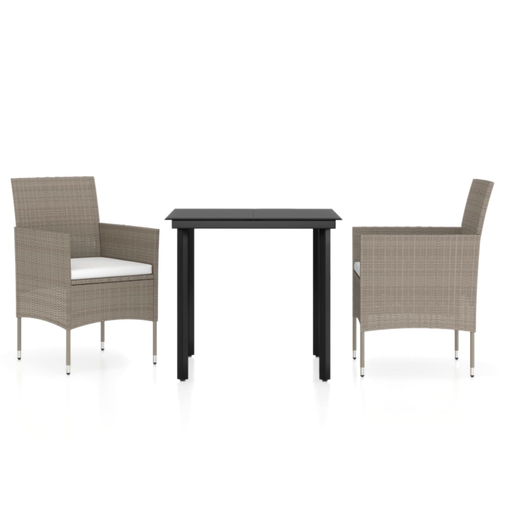 vidaXL Set mobilier de grădină, cu perne, 3 piese, bej și negru vidaXL Set mobilier de grădină, cu perne, 3 piese, bej și negru