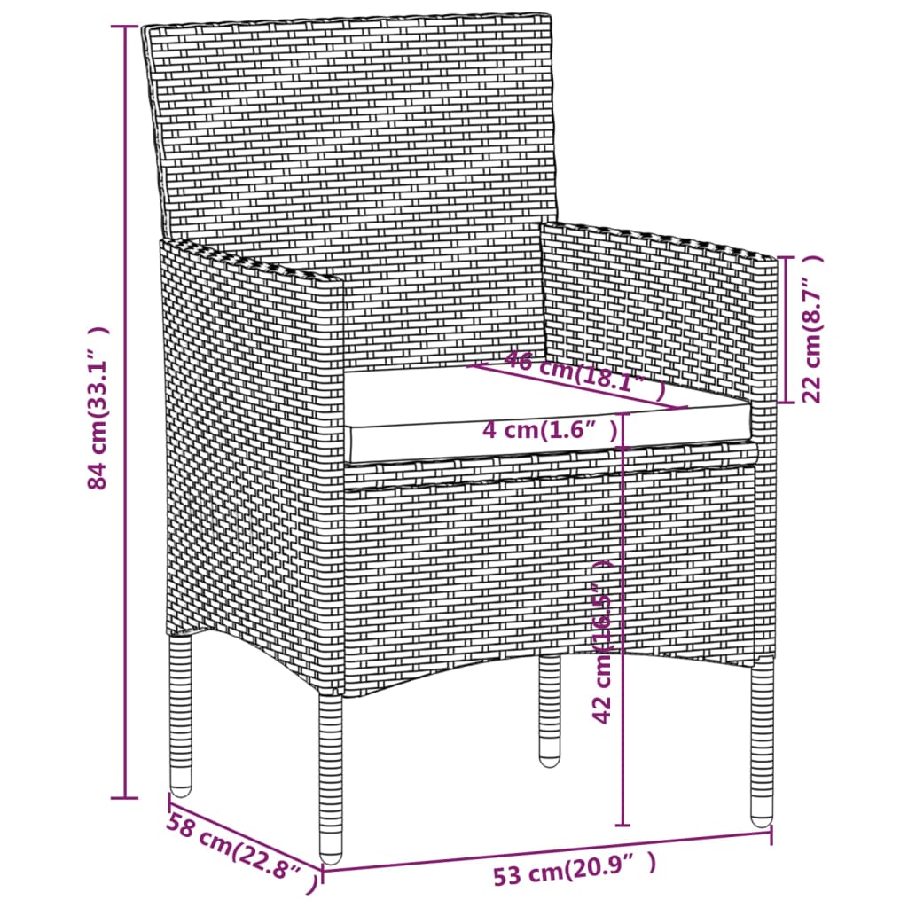 vidaXL Set mobilier de grădină cu perne, 9 piese, negru