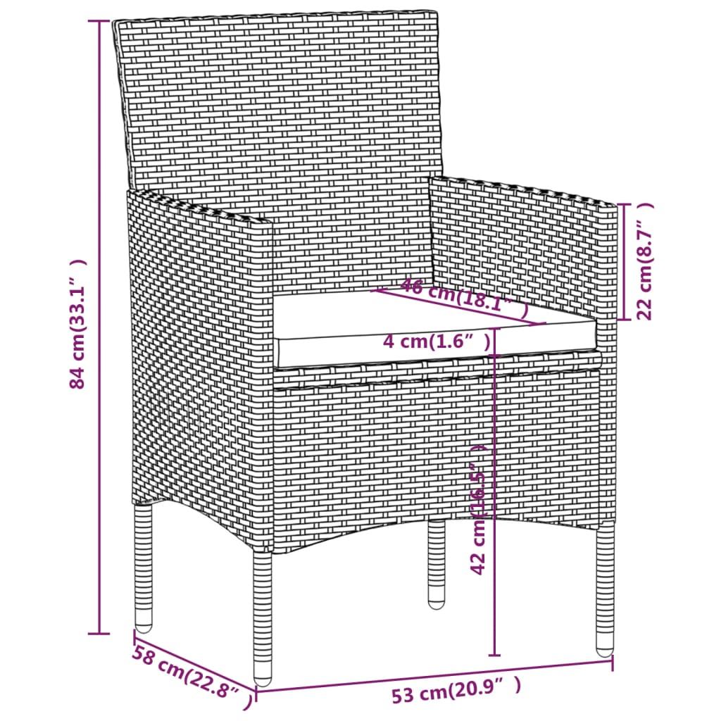 vidaXL Set mobilier de grădină, cu perne, 3 piese, bej și negru vidaXL Set mobilier de grădină, cu perne, 3 piese, bej și negru