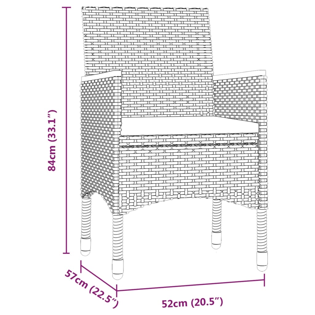 vidaXL Set mobilier de grădină cu perne, 9 piese, negru