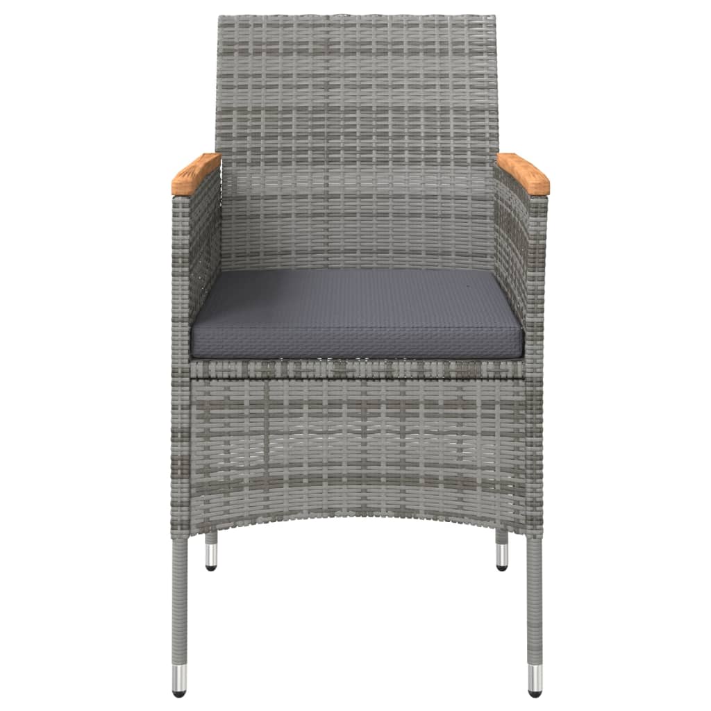 vidaXL Set mobilier de grădină, cu perne, 3 piese, gri și negru