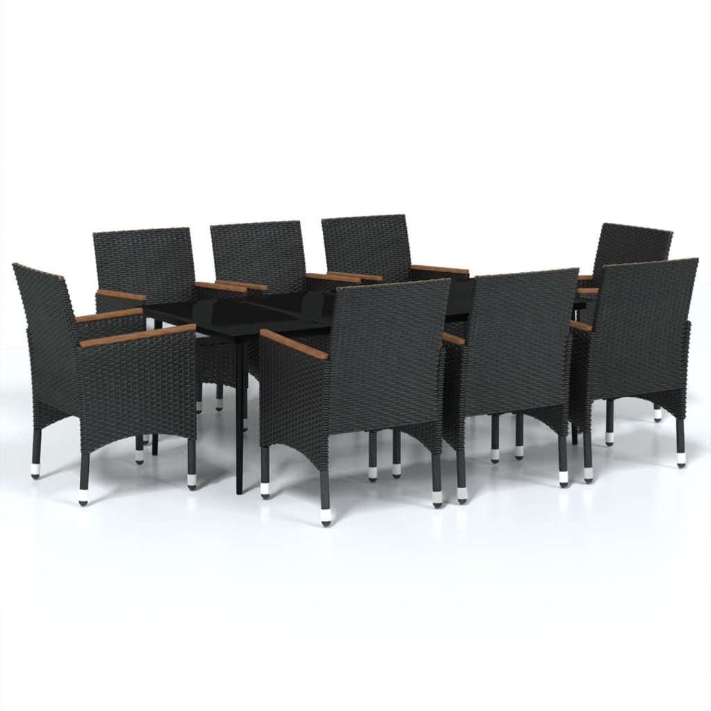 vidaXL Set mobilier de grădină cu perne, 9 piese, negru