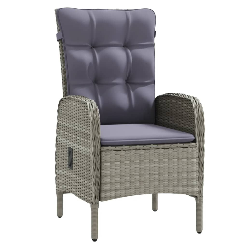 vidaXL Set mobilier de grădină, cu perne, 3 piese, gri și negru