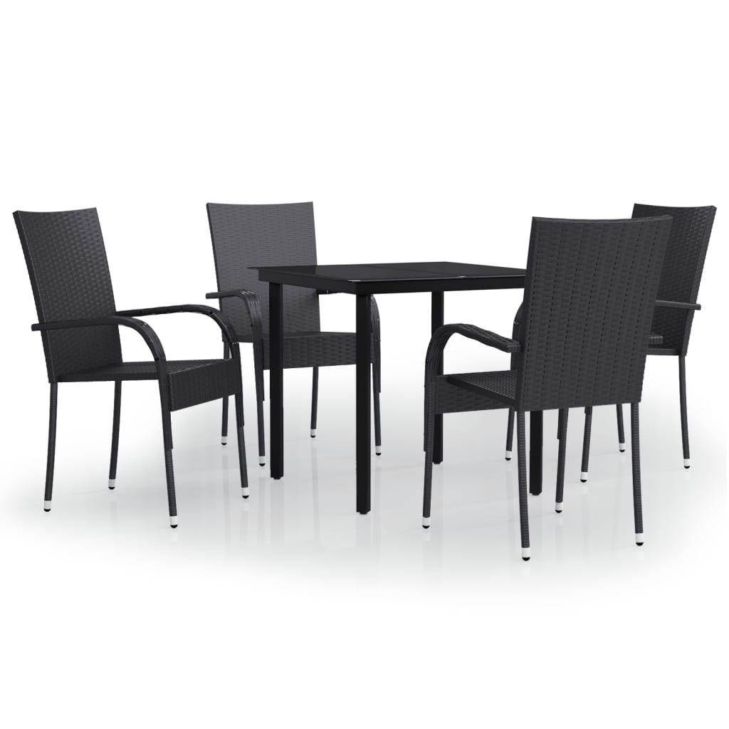 vidaXL Set mobilier de grădină, 5 piese, negru