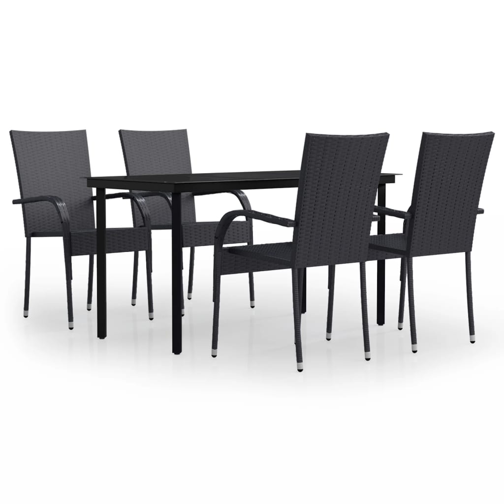 vidaXL Set mobilier de grădină, 5 piese, negru
