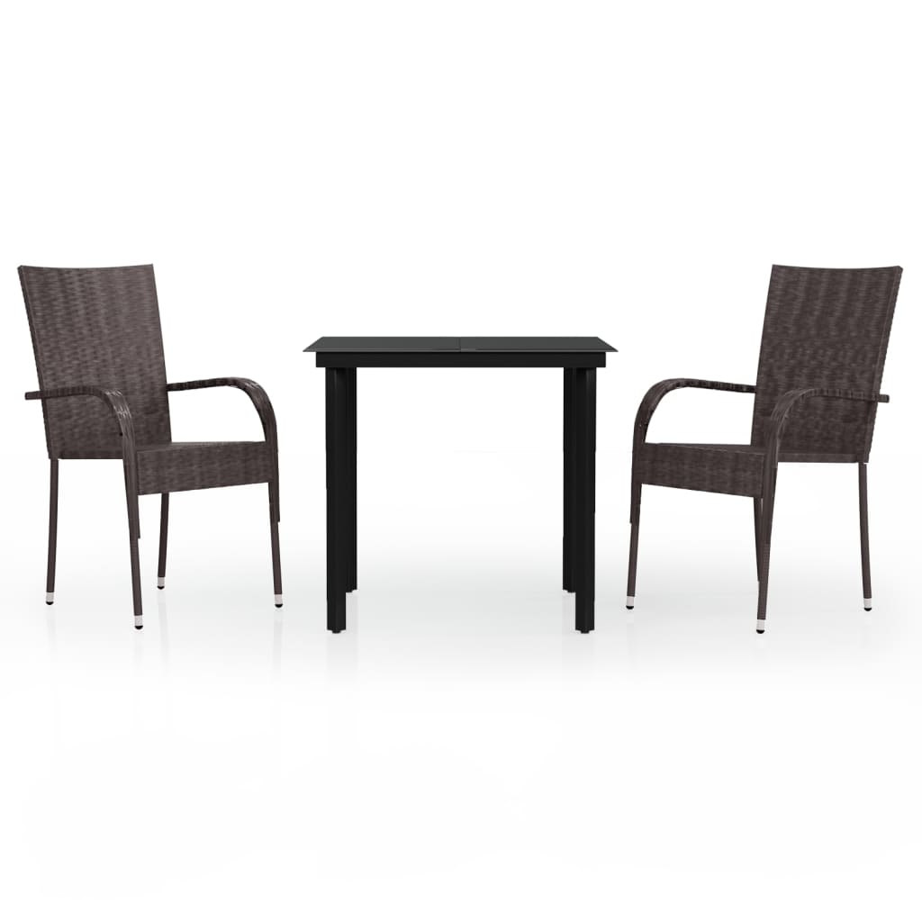 vidaXL Set mobilier de grădină, 3 piese, maro și negru vidaXL Set mobilier de grădină, 3 piese, maro și negru