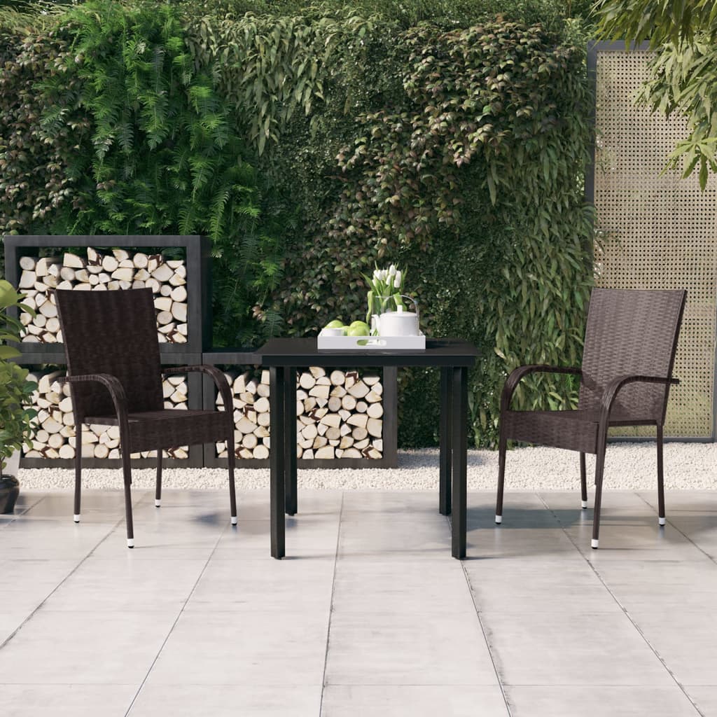 vidaXL Set mobilier de grădină, 3 piese, maro și negru vidaXL Set mobilier de grădină, 3 piese, maro și negru