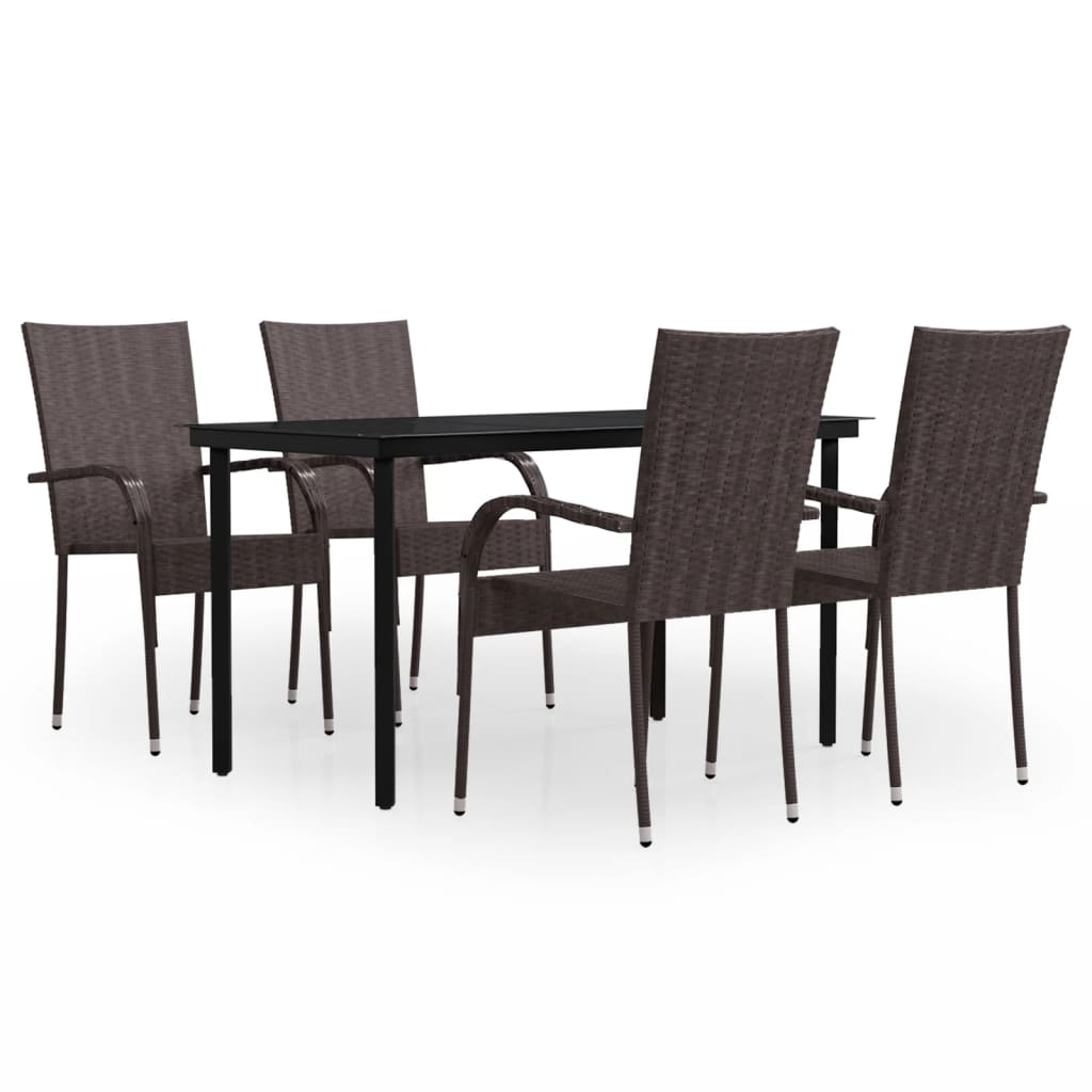 vidaXL Set mobilier de grădină, 5 piese, maro și negru vidaXL Set mobilier de grădină, 5 piese, maro și negru