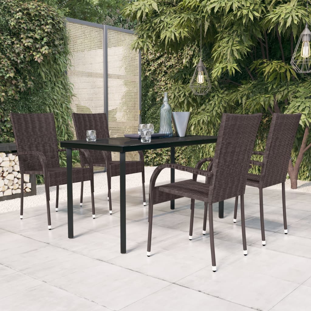 vidaXL Set mobilier de grădină, 5 piese, maro și negru vidaXL Set mobilier de grădină, 5 piese, maro și negru