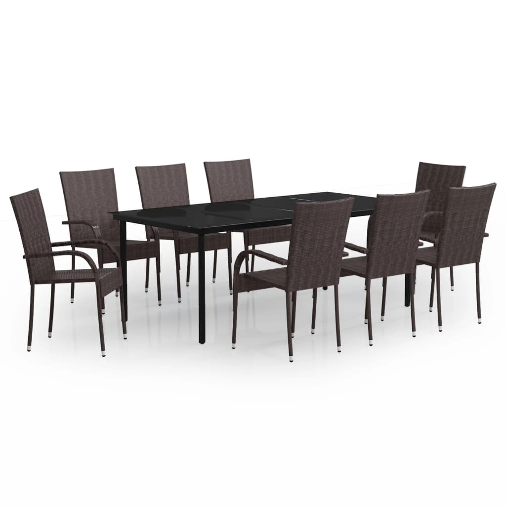 vidaXL Set mobilier de grădină, 9 piese, maro și negru vidaXL Set mobilier de grădină, 9 piese, maro și negru