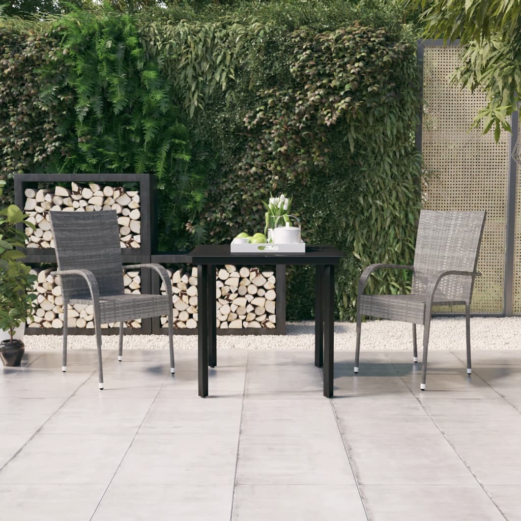 vidaXL Set mobilier de grădină, 3 piese, gri și negru vidaXL Set mobilier de grădină, 3 piese, gri și negru