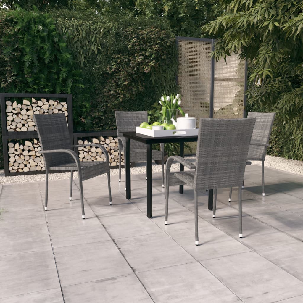 vidaXL Set mobilier de grădină, 5 piese, gri și negru vidaXL Set mobilier de grădină, 5 piese, gri și negru