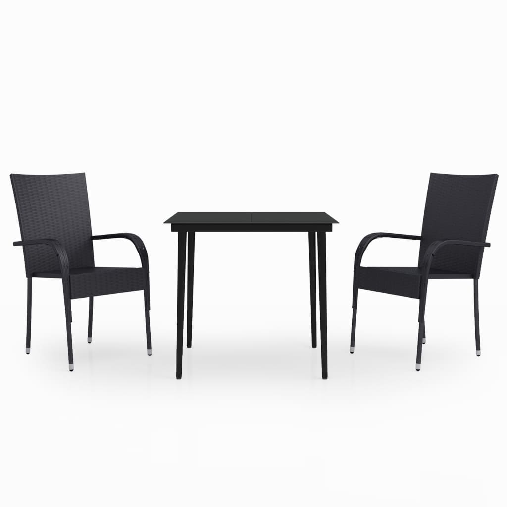vidaXL Set mobilier de grădină, 3 piese, negru vidaXL Set mobilier de grădină, 3 piese, negru