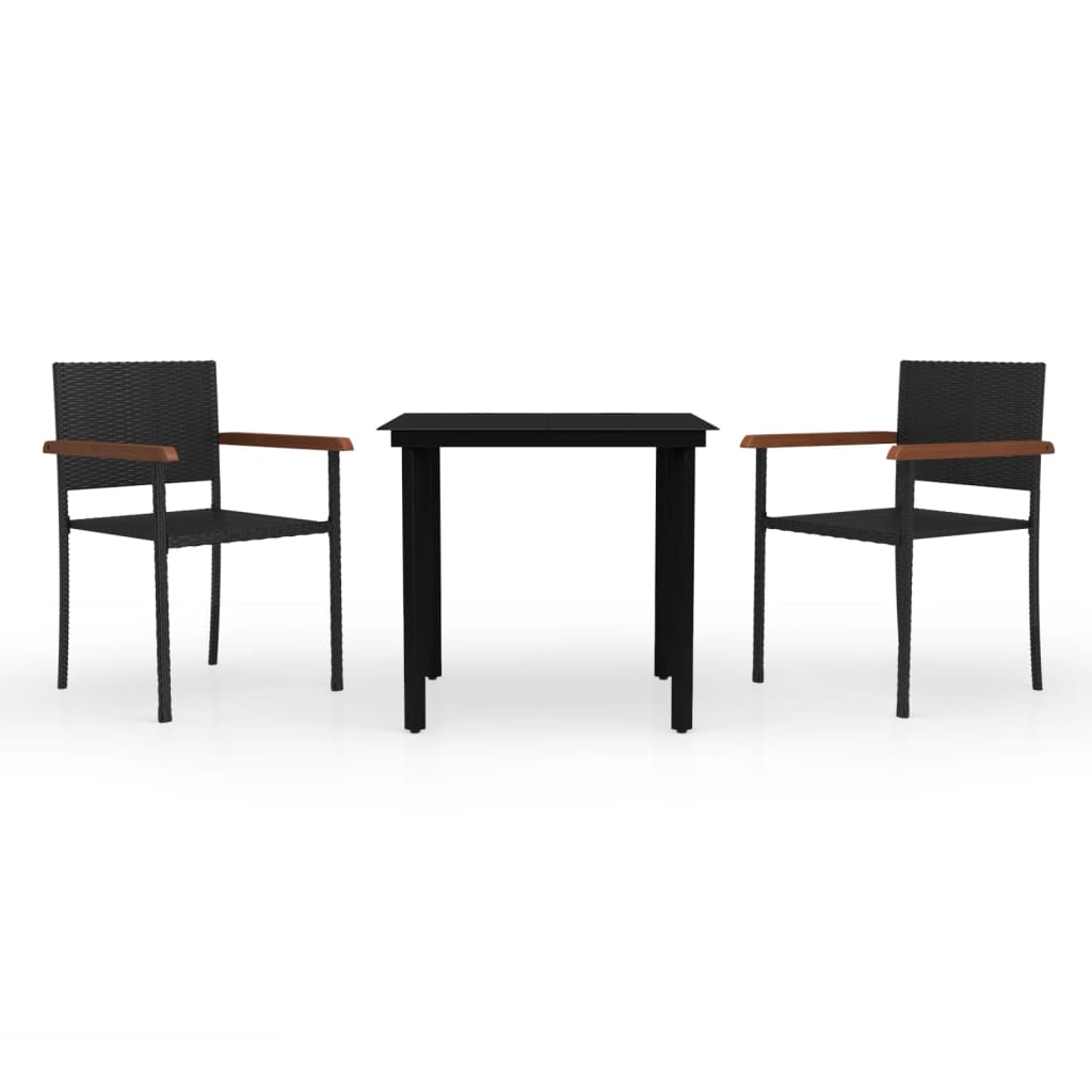 vidaXL Set mobilier de grădină, 3 piese, negru