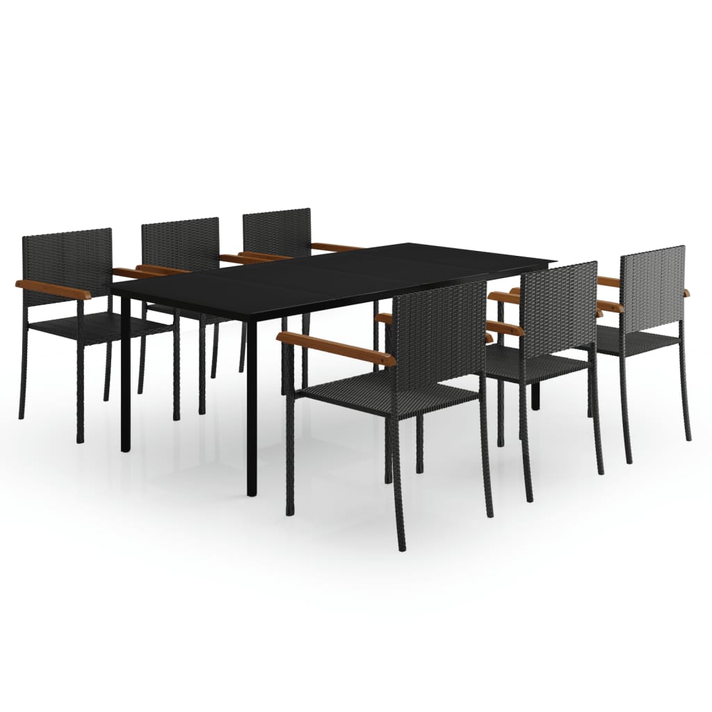 vidaXL Set mobilier de grădină, 7 piese, negru