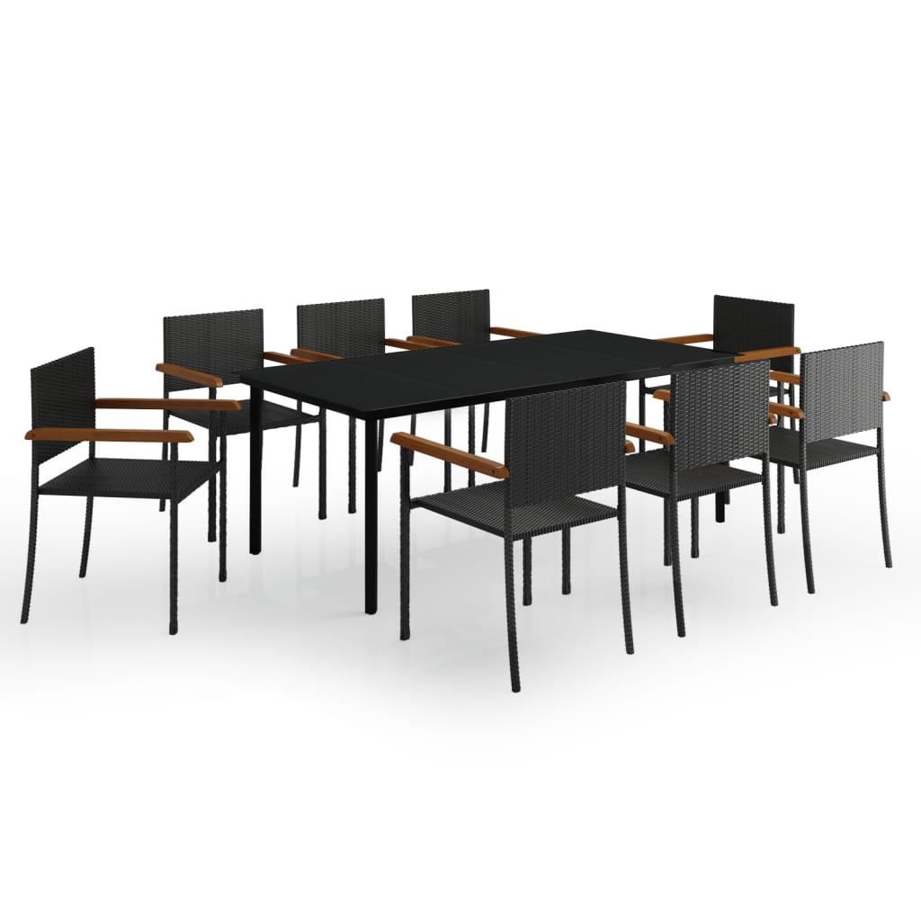 vidaXL Set mobilier de grădină, 9 piese, negru