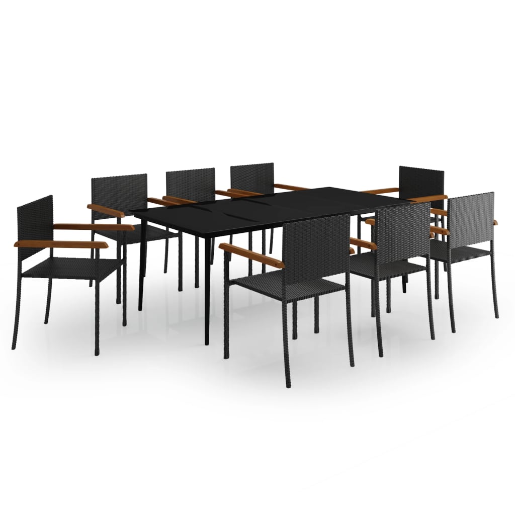 vidaXL Set mobilier pentru grădină, 9 piese, negru