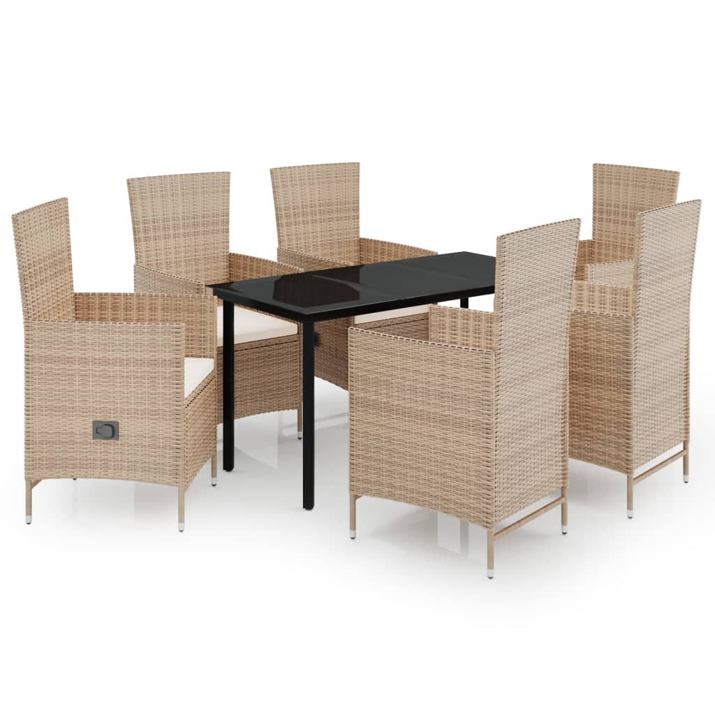 vidaXL Set mobilier pentru grădină, cu perne, 7 piese, bej vidaXL Set mobilier pentru grădină, cu perne, 7 piese, bej
