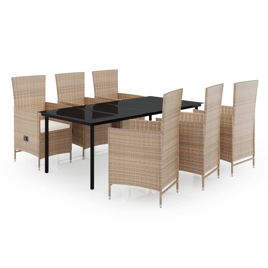 vidaXL Set mobilier pentru grădină, cu perne, 7 piese, bej vidaXL Set mobilier pentru grădină, cu perne, 7 piese, bej