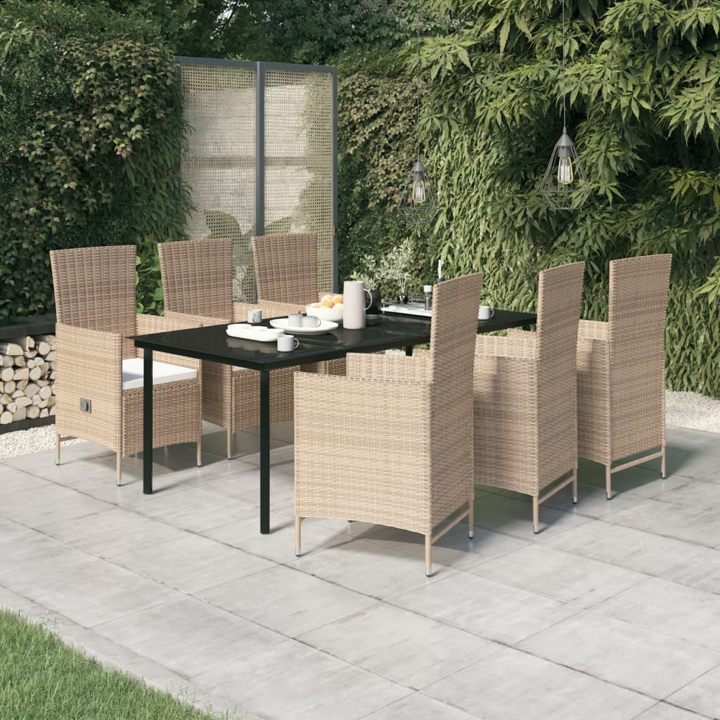 vidaXL Set mobilier pentru grădină, cu perne, 7 piese, bej vidaXL Set mobilier pentru grădină, cu perne, 7 piese, bej