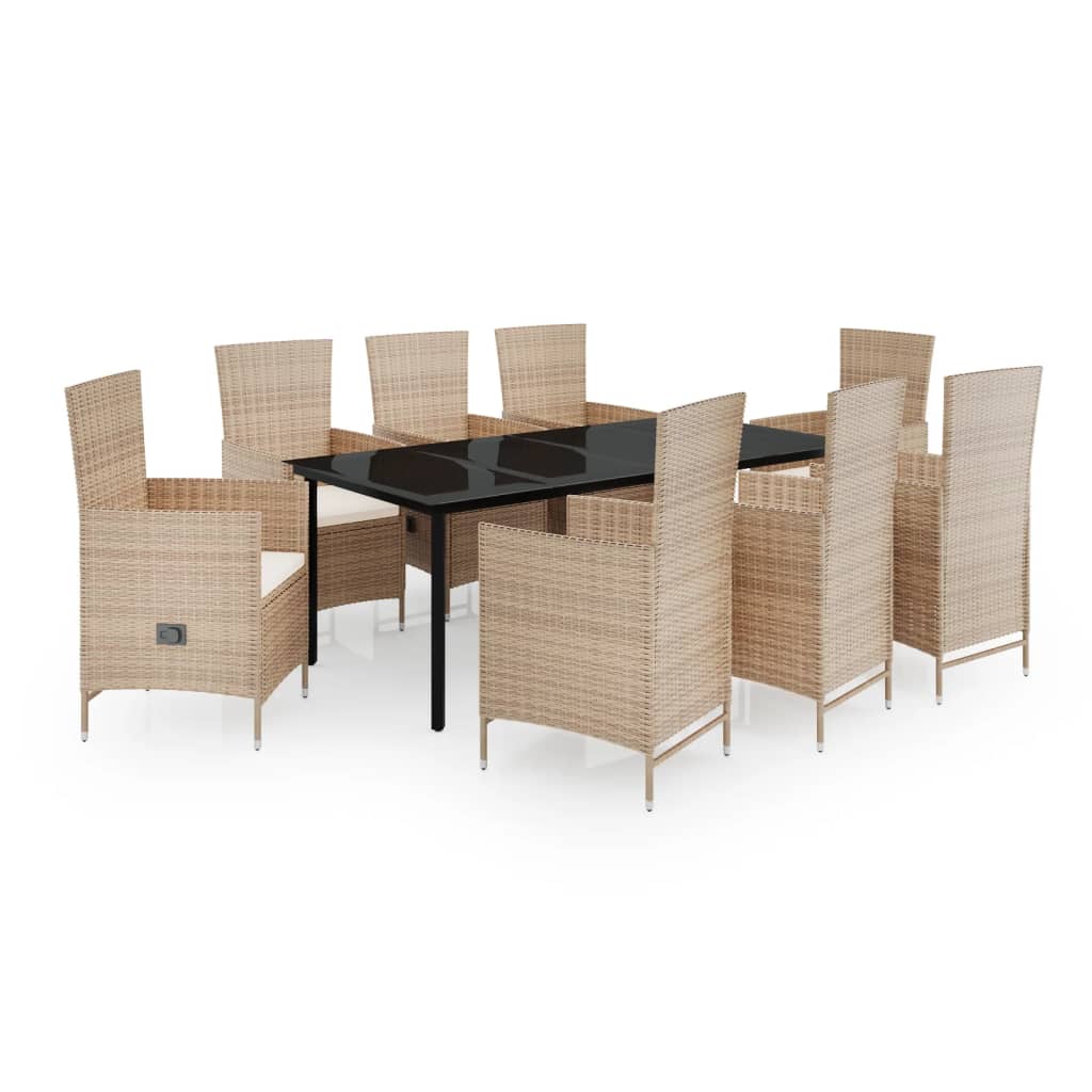 vidaXL Set mobilier pentru grădină, cu perne, 9 piese, bej