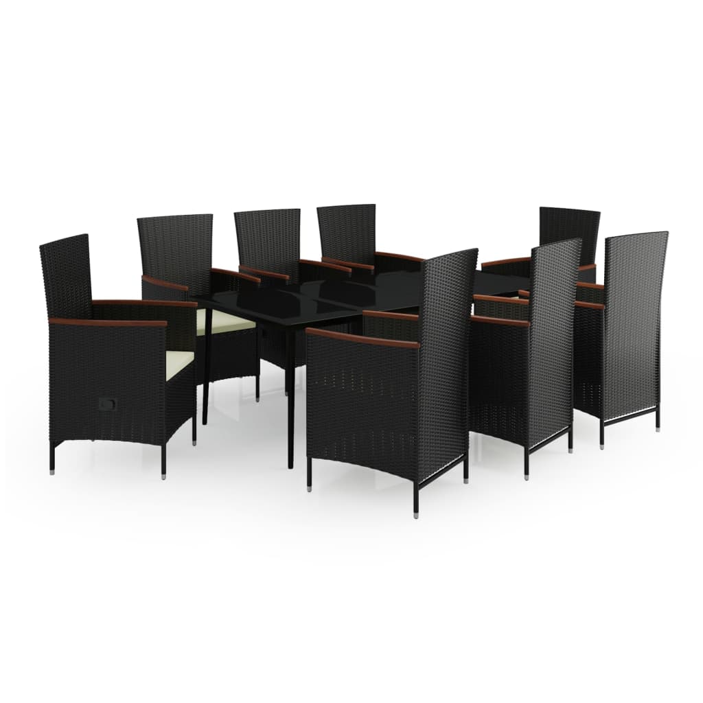 vidaXL Set mobilier de grădină cu perne, 9 piese, negru