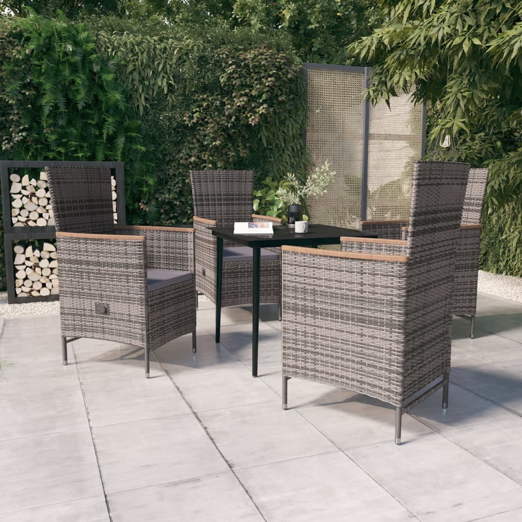 vidaXL Set mobilier pentru grădină cu perne, 5 piese, gri vidaXL Set mobilier pentru grădină cu perne, 5 piese, gri