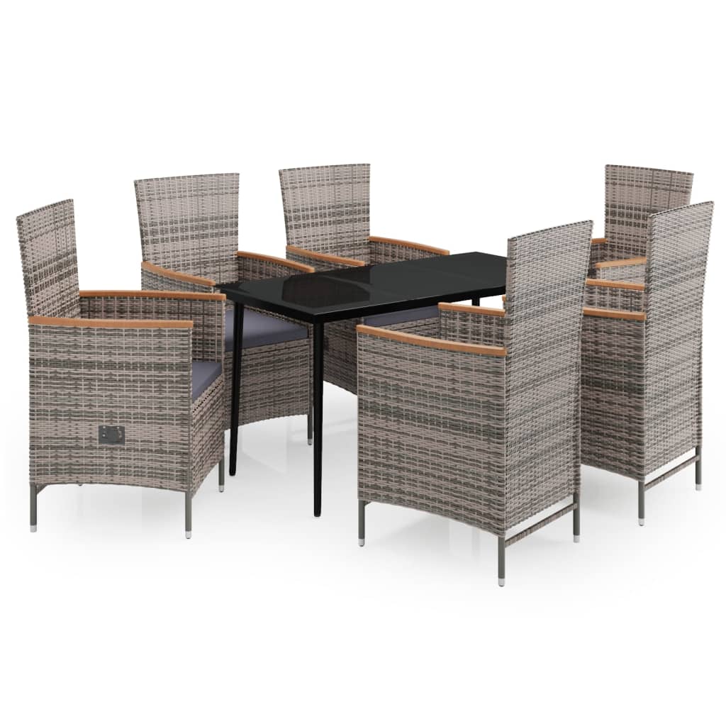 vidaXL Set mobilier pentru grădină cu perne, 7 piese, gri vidaXL Set mobilier pentru grădină cu perne, 7 piese, gri