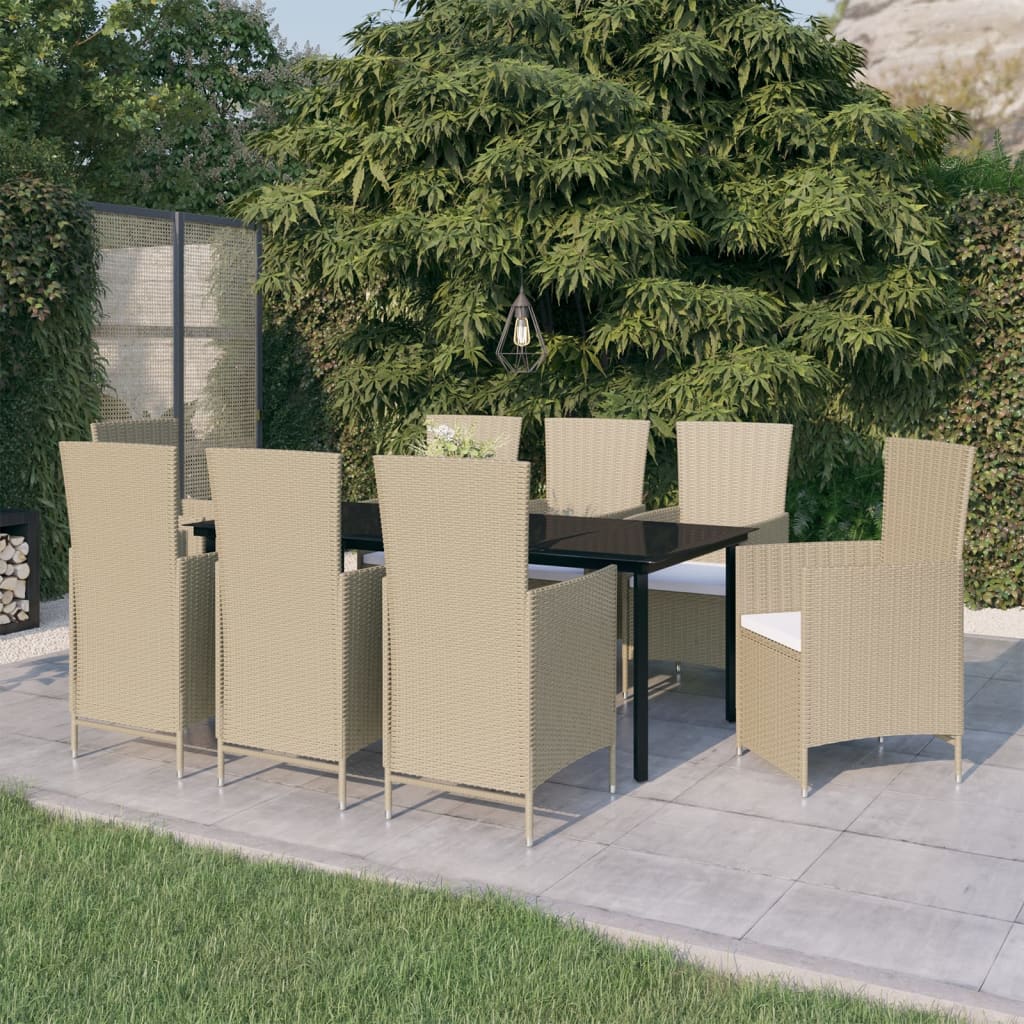 vidaXL Set mobilier pentru grădină cu perne, 9 piese, bej vidaXL Set mobilier pentru grădină cu perne, 9 piese, bej