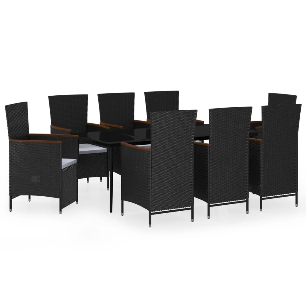 vidaXL Set mobilier de grădină cu perne, 9 piese, negru